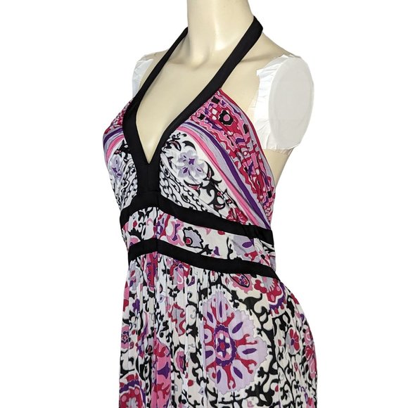 Marella Halter V-Neck Sleeveless Lined-Waist Handkerchief & Paisley Print Multic - Picture 6 of 12
